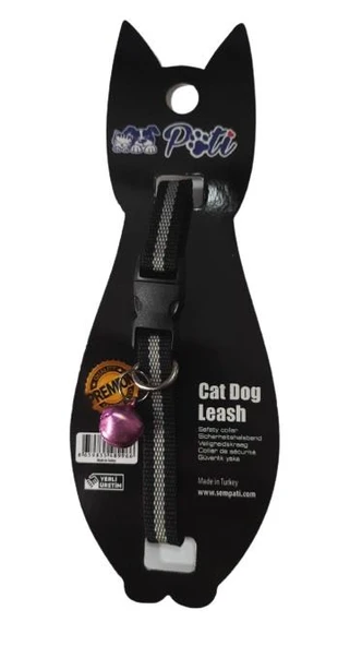 Pati Yavru Köpek ve Kedi Boyun Tasması (Ayarlanabilir) Siyah-Gri ürün görseli