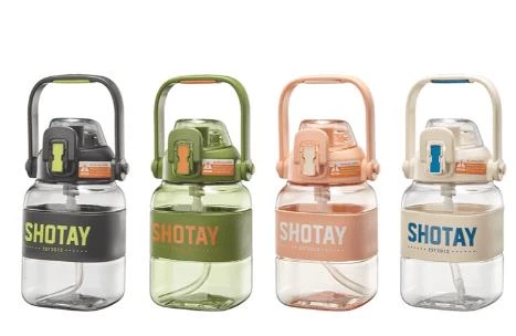 Shotay Ribbon Grib Su Matarası Tritan Somon 1000Ml - 3
