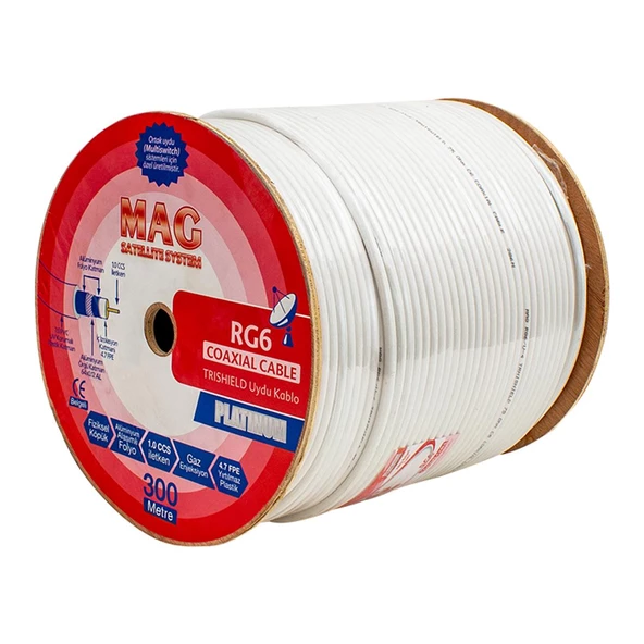 MAG PLATINUM RG6/U4 TRISHIELD 64 TEL ANTEN KABLOSU (300 METRE)