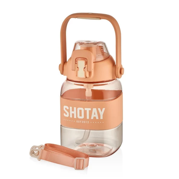 Shotay Ribbon Grib Su Matarası Tritan Somon 1000Ml