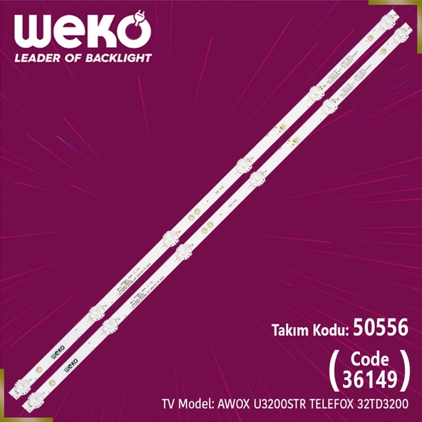 WKSET-5556 36149X2 KJ32D06-ZC22AG-09 303KJ320044 2 ADET LED BAR (6V6LED56,6CM)