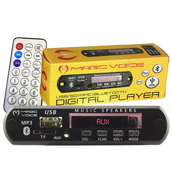 MAGICVOICE M515 OTO TEYP USB/SD/MIC/BLUETOOTH KUMANDALI MİKROFONLU OTO TEYP ÇEVİRİCİ DİJİTAL PLAYER BOARD (12V-500MA)