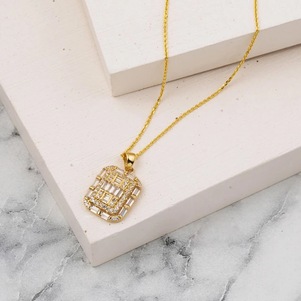 Baget Tasarımlı 14 Ayar Spor Altın Kolye - Resim 5