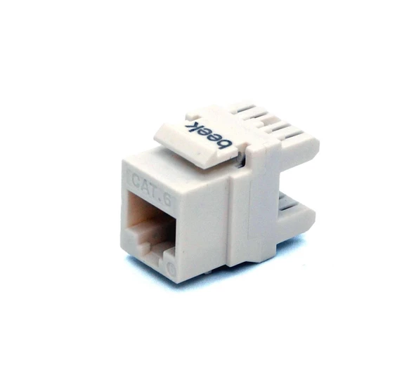 Beek CAT 6 Keystone Jack, zırhsız/unshielded, 250 MHz acc. ISO/IEC 11801:2002 AM2:2009/09, beyaz renk, beyaz IDC plastik
Beek Category 6 (CAT. 6) UTP Keystone Jack, White