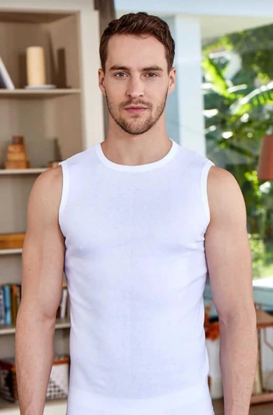 BERRAK 1012 ERKEK RİBANA KOLSUZ ATLET 6 ADET - Resim 2