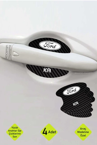 Ford Ka İç Kapı Çizik Önleyici Karbon Desenli Şık ve Koruyucu Folyo Seti Ka Yazılı
