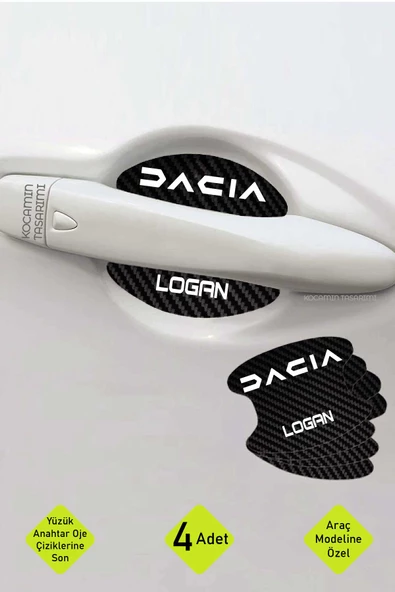Dacia Logan Kapı Kolları İçin Çizik Önleyici Şık Karbon Desenli Folyo Koruma Seti Logan Yazılı