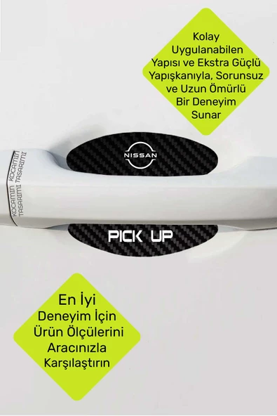 Karbon Desenli Nissan Pick Up Kapı İçi Çizik Önleyici ve Şık Tasarım Folyo Koruma Seti Pick Up Yazılı - 5