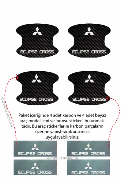 Mitsubishi Eclipse Cross İçin Karbon Çizik Önleyici Özel Tasarım Şık Kapı İçi Folyo Seti Eclipse Cross Yazılı - 3