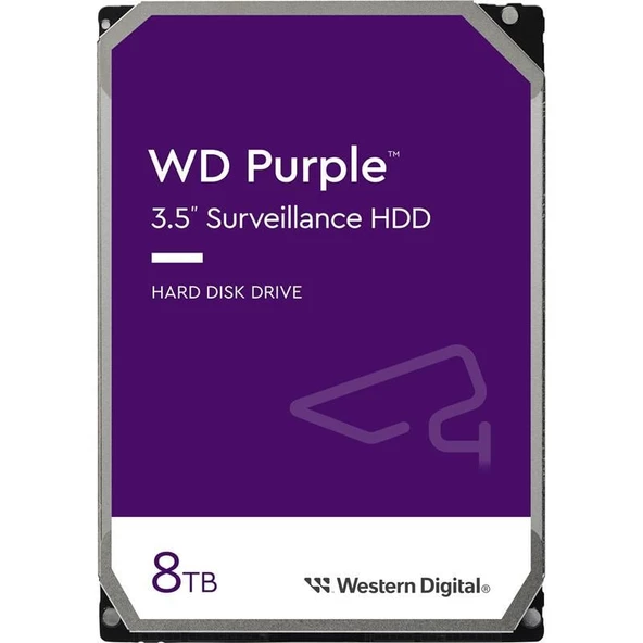 8 TB WD 3.5 PURPLE SATA3 5640RPM 256MB 7/24 GUVENLIK WD85PURZ (3 YIL RESMI DIST GARANTILI)