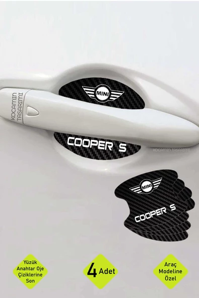 Karbon Tasarımlı MINI Cooper S Kapı İçi Çizik Koruma ve Estetik Folyo Seti - 4 Parça Cooper S Yazılı