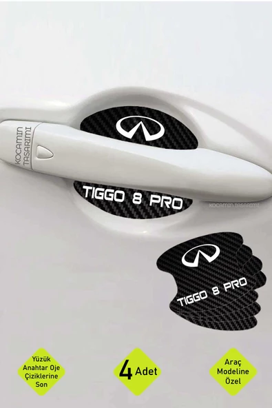 Karbon Desenli Chery Tiggo 8 Pro Kapı İçi Kolları Çizilmelere Karşı Özel Koruma Folyo Seti Tiggo 8 Pro Yazılı