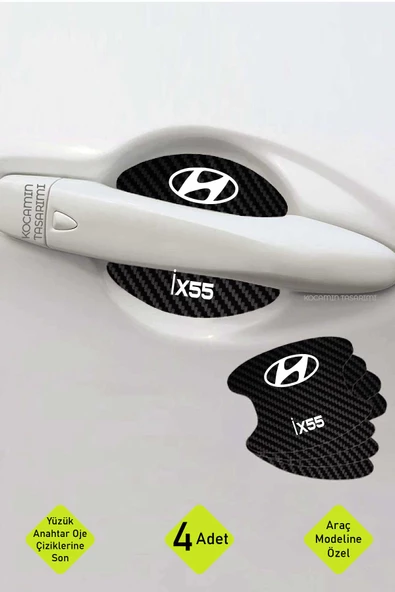 Karbon Kaplama Hyundai İx55 Kapı Çukuru Çizik Önleyici Şık Folyo Koruma Seti İx55 Yazılı