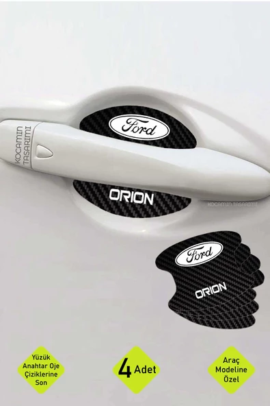 Ford Orion Kapı İçi Çukur Bölgeleri İçin Karbon Desenli Çizik Koruma Folyo Takımı Orion Yazılı