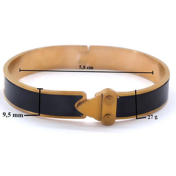 BZ 316l Çelik Rose Siyah Şeritli Spor Kelepçe BLZ-468 - 3