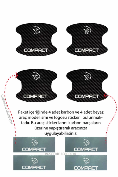 Proton Compact Karbon Desenli Kapı İçi Çizik Önleyici ve Şık Görünüm Folyo Koruma Takımı Compact Yazılı - 3