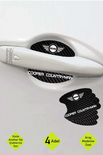 MINI Cooper Countryman Modeline Özel 4 Adet Karbon Desenli Çizik Önleyici Kapı İçi Folyo Takımı Cooper Countryman Yazılı