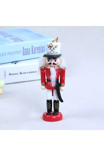 Nutcracker Fındıkkıran Yılbaşı Süsü 12cm Kurşunasker - Kırmızı&Beyaz