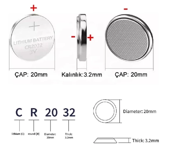 CR2032 Pil Düğme Para Pil Lityum Batarya 3V Bios Kumanda Tartı Saat Araba Anahtarı - Resim 7