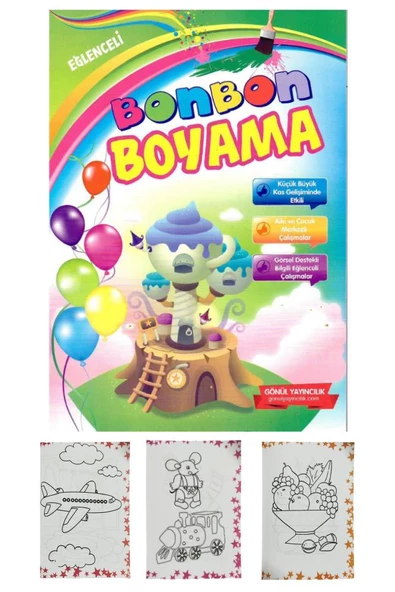 Boyama Kitabı Kalın 1 Adet 3-6 Yaşa Uygun Boyama Kitabı 64 Sayfa Çek Kopar Boya Bonbon Boyama Okul Öncesi Kreş Anasınıfı - 3