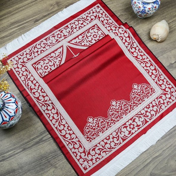 Hediyelik Rumi Desen Seccade - Kırmızı 70x128 cm - 364 gr - 3
