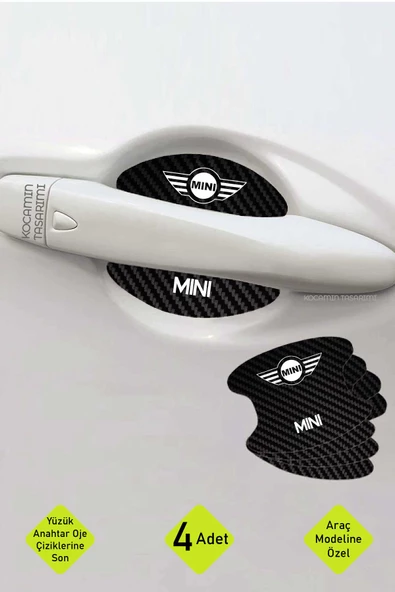 Mini Uyumlu İçin Karbon Çizik Önleyici Özel Tasarım Şık Kapı İçi Folyo Seti Uyumlu Yazılı