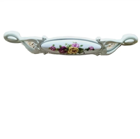 Miray 128 mm Metal Krem Kasa Beyaz SARI GÜL Desenli  / 5 ADET - 2
