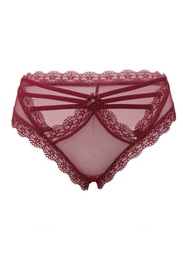 Dantelli Kadın Tül Külot 739 | Bordo - 1
