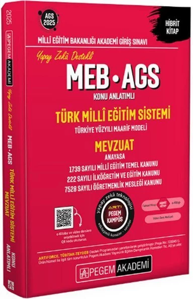 2025 MEB AGS Türk Milli Eğitim Sistemi Mevzuat Konu Anlatımlı Pegem Yayınları