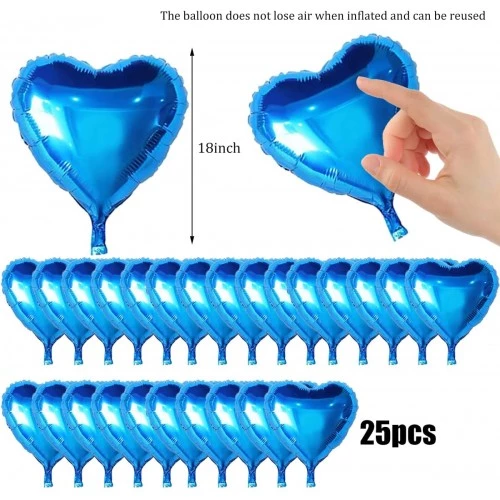 Metalize Mavi Kalp Folyo Balon - Resim 3