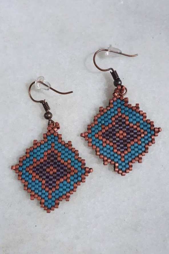 Zariass Miyuki Küpe Etnik Kahve-Mavi - 2