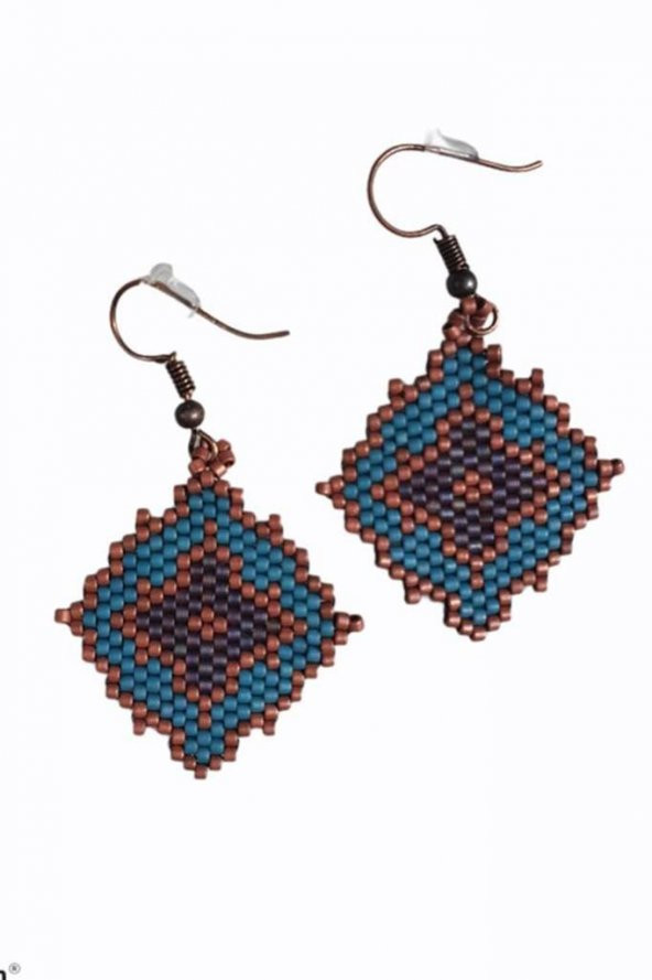 Zariass Miyuki Küpe Etnik Kahve-Mavi - 3