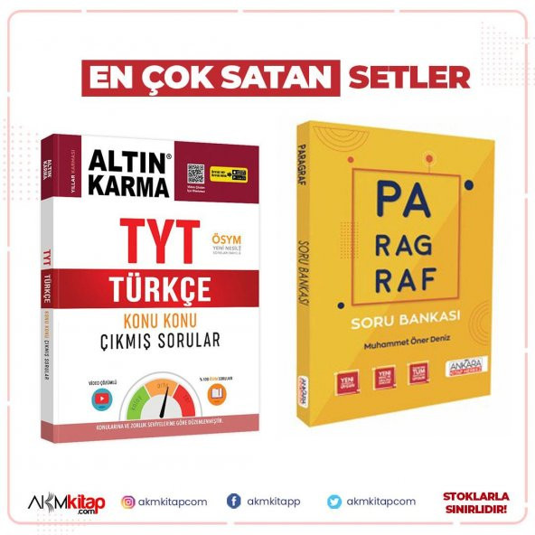 Altın Karma TYT Türkçe Konu Konu Çıkmış Sorular ve Ankara Kitap Merkezi Paragraf Soru Bankası Seti