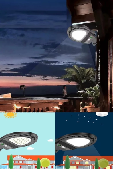 Pazariz 38 Led'li Sensörlü Gece Otomatik Yanan Güneş Enerjili 38 Led Sokak Lambası Solar Aydınlatma - Resim 3