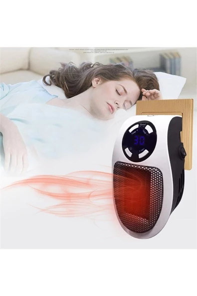 Pazariz Mini Isıtıcı Kumandalı Mini Fanlı Isıtıcı Priz Tipi Pratik Isıtıcı Kumandalı Portable Heater