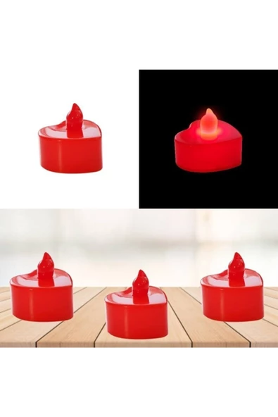Pazariz Kalpli Işıklı Pilli Led Mum Kırmızı Işık 24 Adet ürün görseli 1