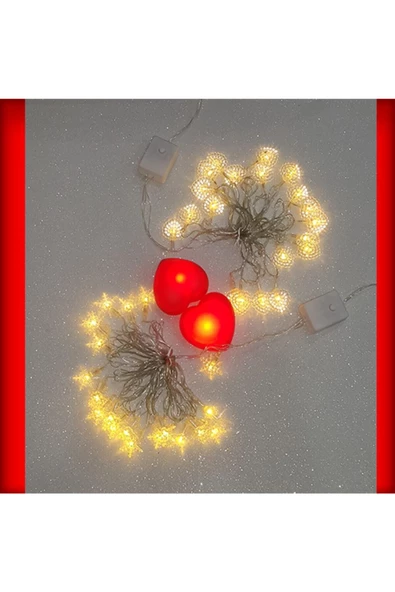 Pazariz Yılbaşı Hediye Seti 3 m Yaprak Led 2 Adet Kalp Led 3 mKartanesi Led - Resim 2