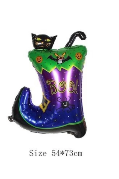 Pazariz Halloween Çizmeli Kara Kedi Folyo Balon