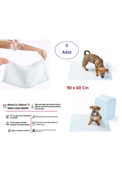 Pazariz Yıkanabilir Köpek Çiş Pedi - 90 X 60 Cm 5li Paket