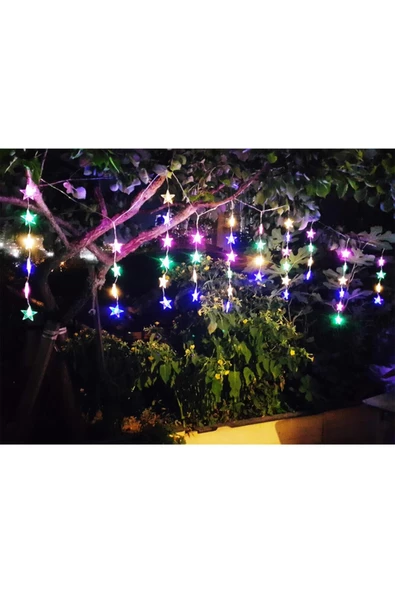 Pazariz 3 Mt Perde 50 Adet Büyük Yıldız Uzaktan Kumandalı Led Animasyonlu Rgb ürün görseli 1