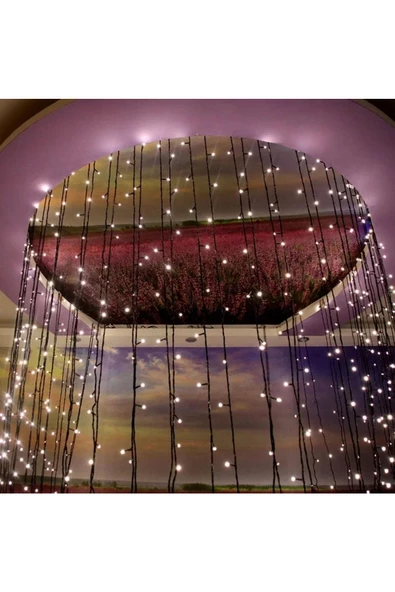 Pazariz Yılbaşı Noel Işığı 20 Metre Siyah Kablo 200 Led Işık Lamba Su Geçirmez 220 v Fişli - Resim 3