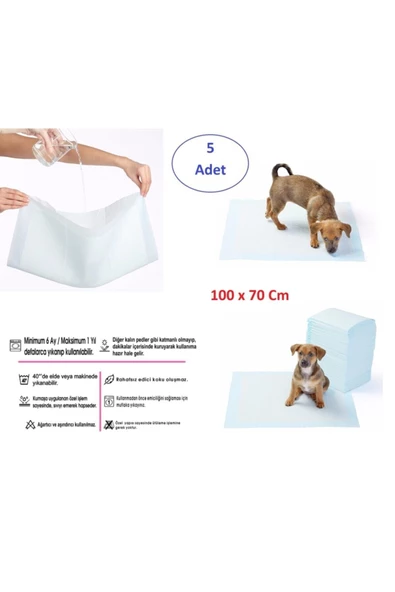 Pazariz Yıkanabilir Köpek Çiş Pedi - 100 X 70 Cm 5li Paket