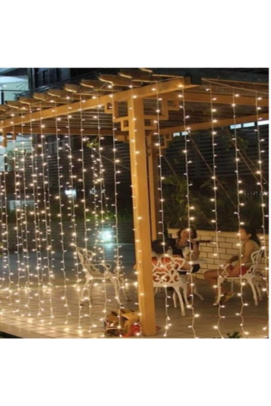 Pazariz 2x2 Mt 140 Ledli Pirinç Perde Led - 8 Farklı Animasyonlu- Günışığı Yılbaşı Süsü - Resim 3