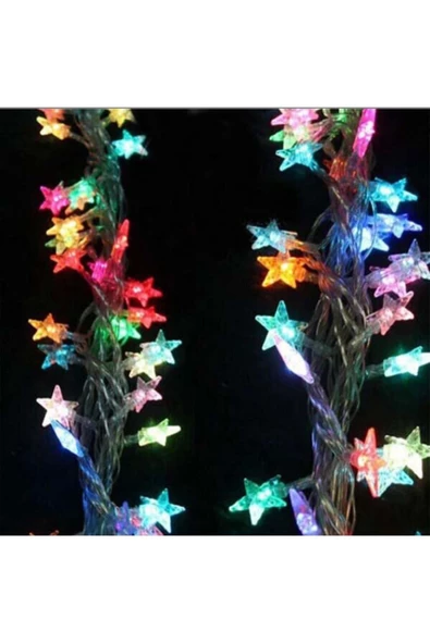 Pazariz 5 Metre 20 Yıldız Led /rgb /çakarlı/ Şeffaf Kablo / Yılbaşı Süsü - Resim 2