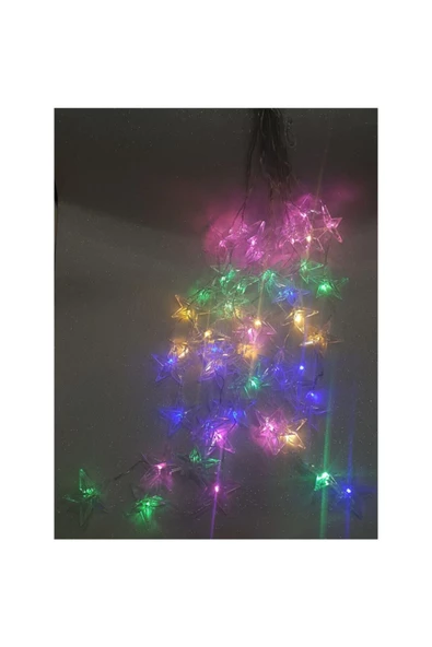 Pazariz 3 Mt Perde 50 Adet Büyük Yıldız Uzaktan Kumandalı Led Animasyonlu Rgb - Resim 2