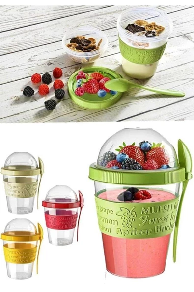 Pazariz Take N Hazneli Yoğurt Kabı 600ml Yeşil - 2