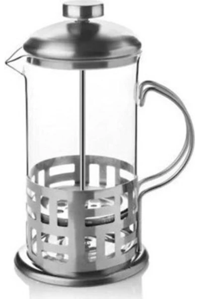 Pazariz Home Cam Üzeri Metal Kaplama French Press Filtre Kahve & Bitki Çayı Demliği 350 Ml.