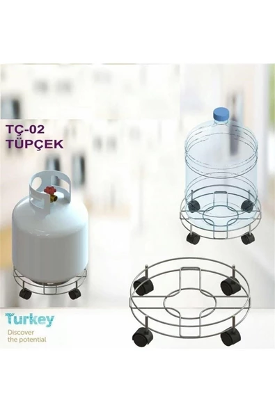 Pazariz Metal Tekerlekli Tüp Saksı Ve Damacana Altlığı Taşıyıcı - Resim 3