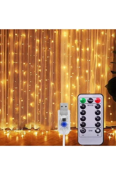 Pazariz Peri Led Uzaktan Kumandalı 8 Fonksiyonlu Günışığı Perde 3x2 Metre