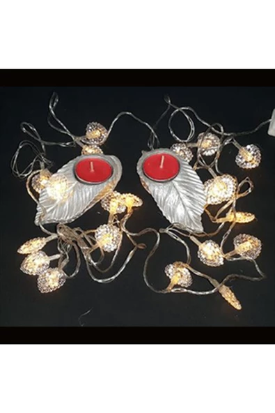 Pazariz Aşık Hediyelikler2 - Yaprak Mumluk & Yaprak Led & Kırmızı Mumlar - Resim 3